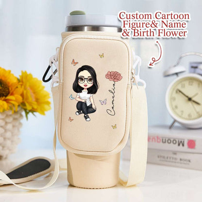 Porta Borraccia Personalizzato per Stanley 40oz Fiori di Nascita Cartoon Nome