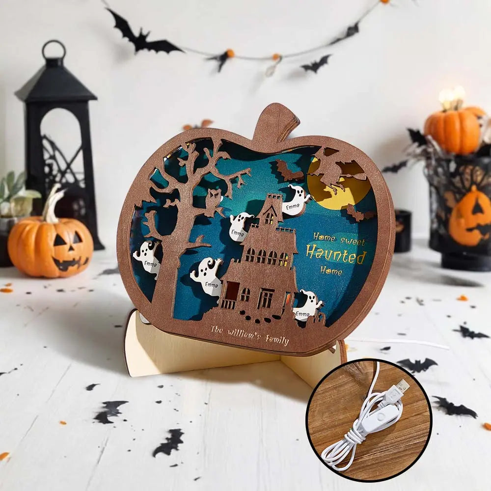 Luce Notte Decorazione Halloween Personalizzata Famiglia Lampada con Nome