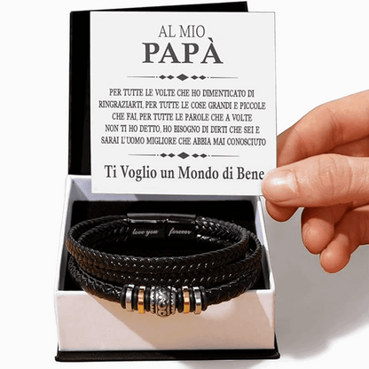 Bracciale Pelle Intrecciata Al mio Papà - Ti Voglio un Mondo di Bene.