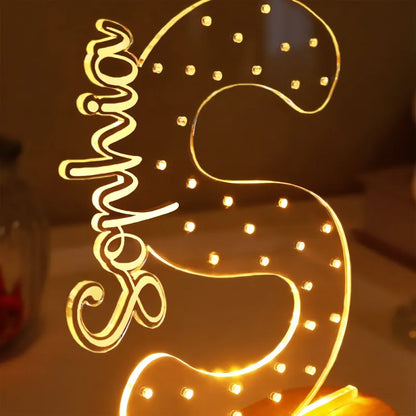 Porta Orecchini Personalizzato con Nome e Luce Notturna – Espositore per Gioielli in Acrilico – Regalo di Compleanno per Lei e per la Mamma