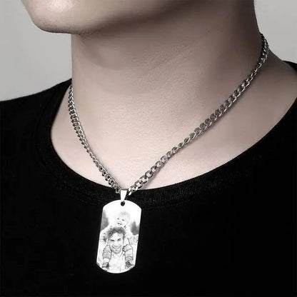 Collana Uomo Personalizzata con Foto e Incisione - idea regalo papà