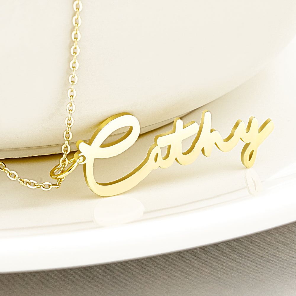 Collana con Nome Personalizzata Stile Firma Script Corsivo