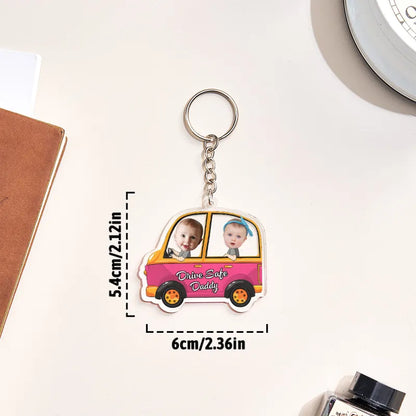 Portachiavi Personalizzato "Guida con Prudenza" - Portachiavi a Forma di Auto Personalizzato - Regalo per Papà