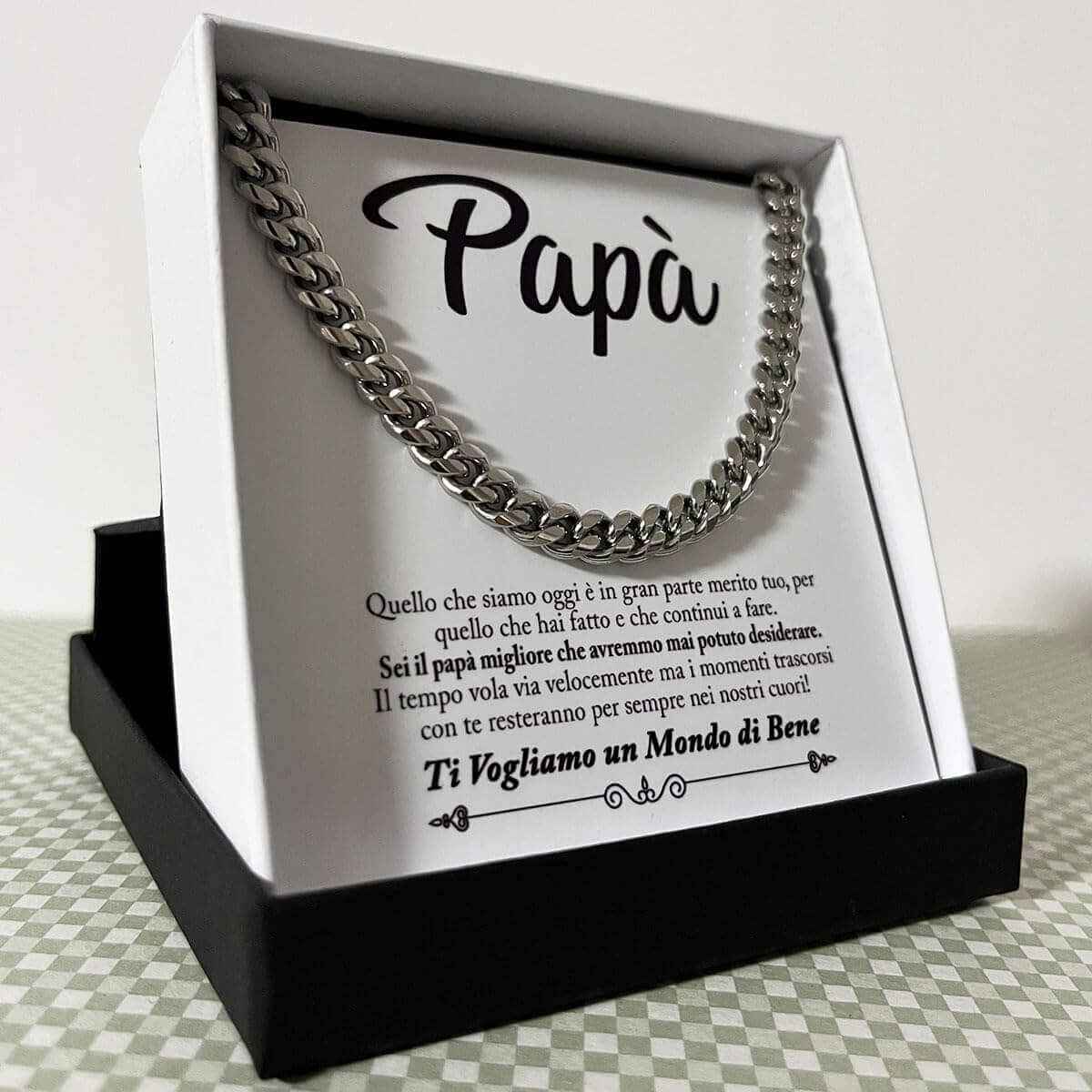 Collana da Uomo - Papà Ti Vogliamo un Mondo di Bene.