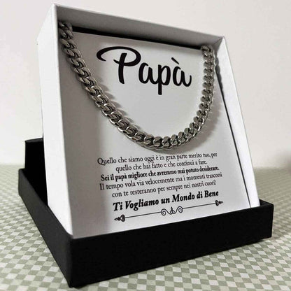 Collana da Uomo - Papà Ti Vogliamo un Mondo di Bene.