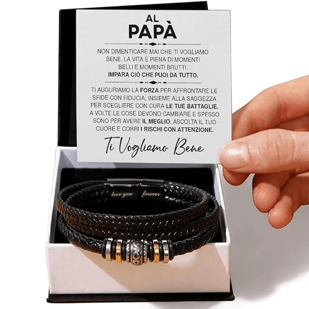 Bracciale Pelle Intrecciata Al Papà - Ti Vogliamo Bene