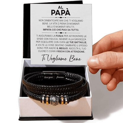 Bracciale Pelle Intrecciata Al Papà - Ti Vogliamo Bene