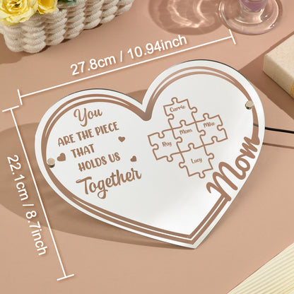 Specchio personalizzato luminoso idea regalo mamma pezzi puzzle