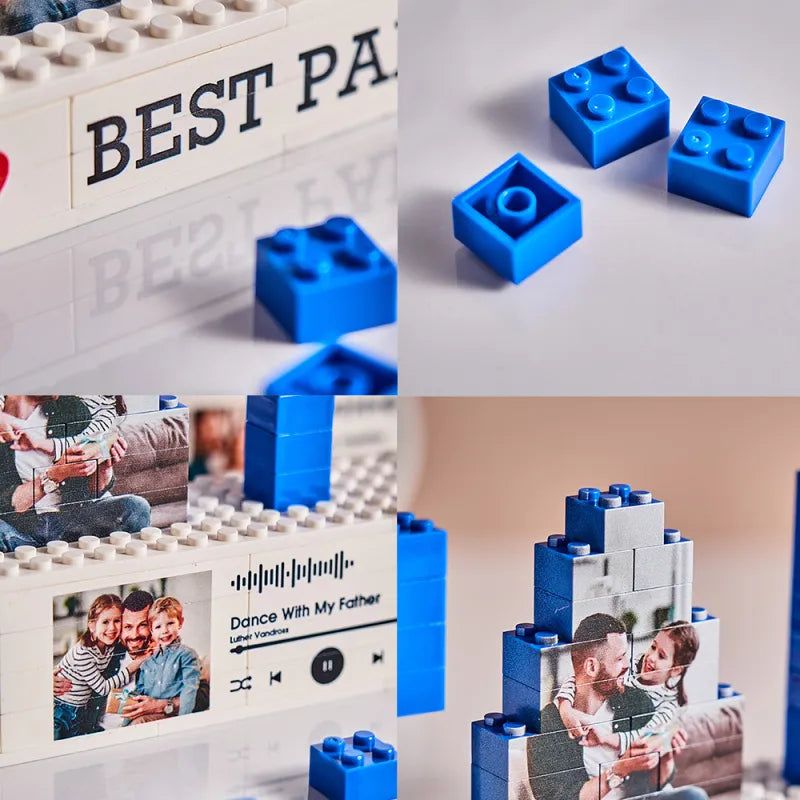 Puzzle di Mattoncini Personalizzato con Foto per Papà - Blocchi di Foto con Testo Personalizzato - Regalo per la Festa del Papà