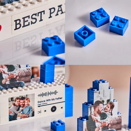 Puzzle di Mattoncini Personalizzato con Foto per Papà - Blocchi di Foto con Testo Personalizzato - Regalo per la Festa del Papà