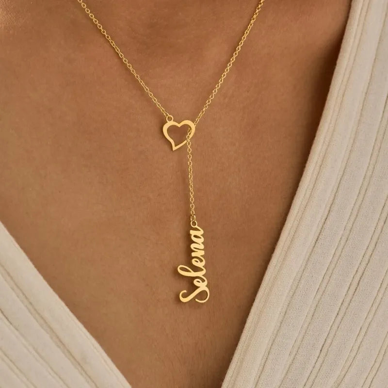 Collana Lariat Personalizzata con Nome e Cuore – Regalo Raffinato Lei - idea regalo mamma