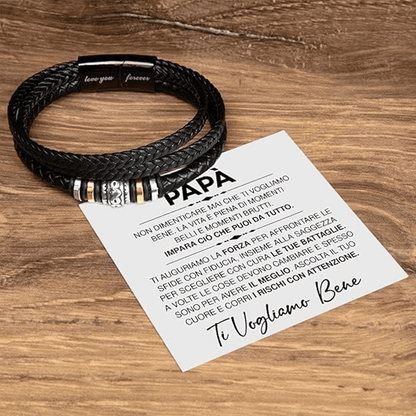Bracciale Pelle Intrecciata Al Papà - Ti Vogliamo Bene
