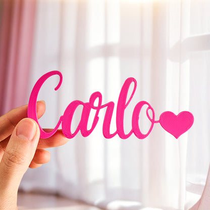 Nome Stampa Personalizzata in 3D con Cuore Decorazione Scrivania