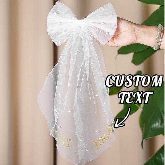 Fiocco Velo Sposa Personalizzato Nome Perle Accessorio Addio al Nubilato