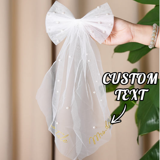 Fiocco Velo Sposa Personalizzato Nome Perle Accessorio Addio al Nubilato
