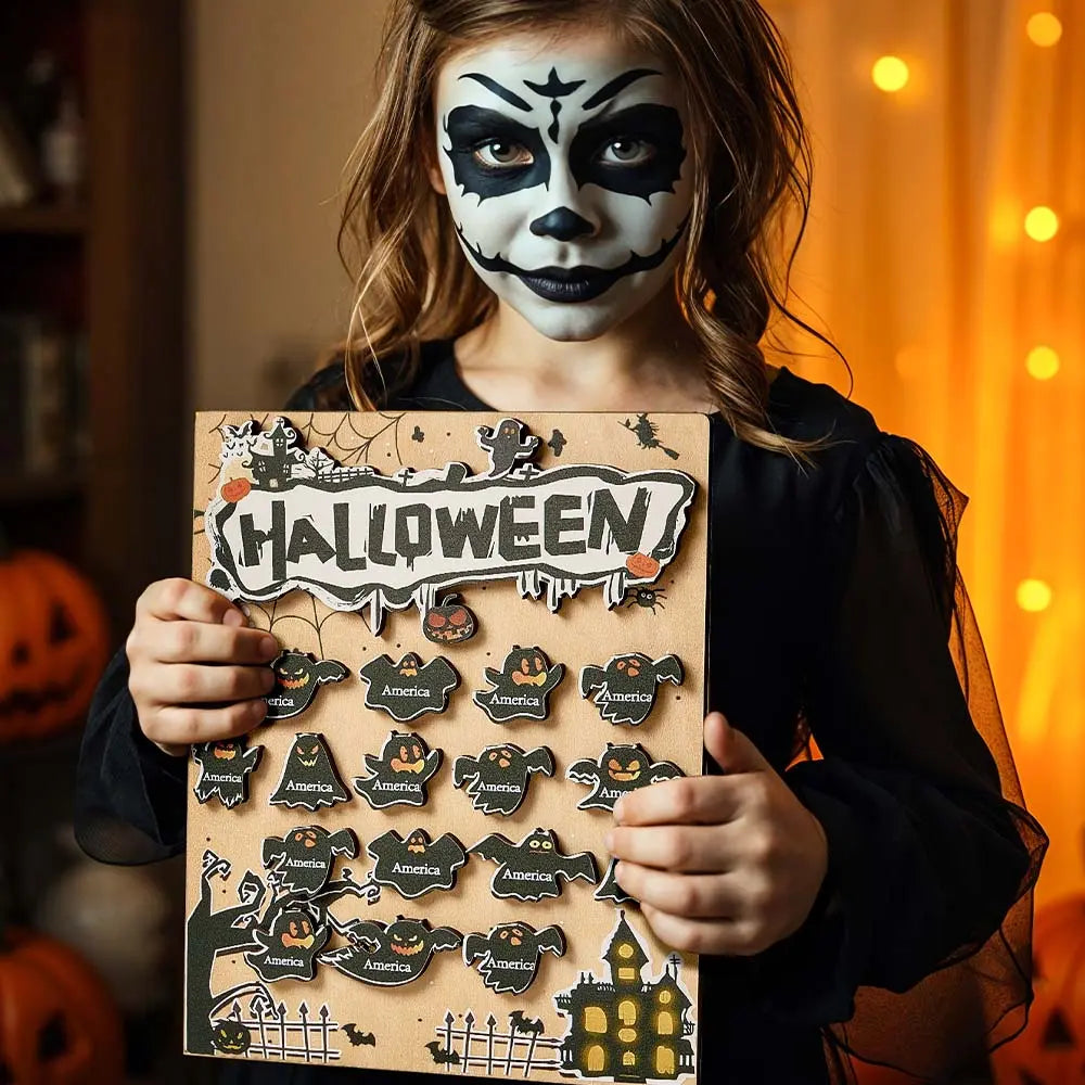 Targa Fantasmino in Legno Personalizzata Nome Regalo Decorazione Segnaposto Halloween