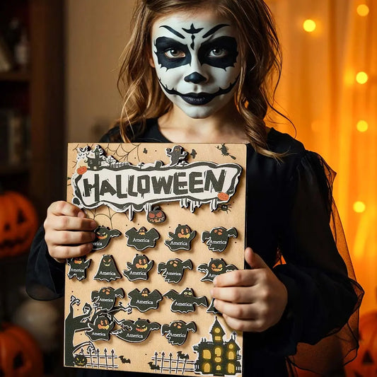 Targa Fantasmino in Legno Personalizzata Nome Regalo Decorazione Segnaposto Halloween