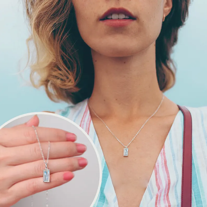 Collana Pietra di Luna Rettangolare in Argento Sterling 925 - A mia Nonna