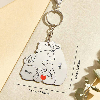 Portachiavi Personalizzato "Famiglia Orso" – Incisione Papa & Mama Bear – Regalo Unico per Genitori e Nonni