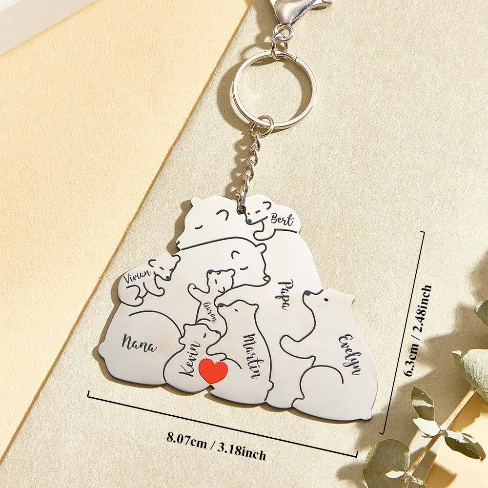 Portachiavi Personalizzato "Famiglia Orso" – Incisione Papa & Mama Bear – Regalo Unico per Genitori e Nonni