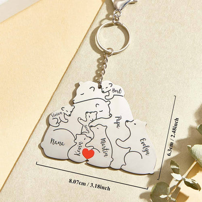 Portachiavi Personalizzato "Famiglia Orso" – Incisione Papa & Mama Bear – Regalo Unico per Genitori e Nonni