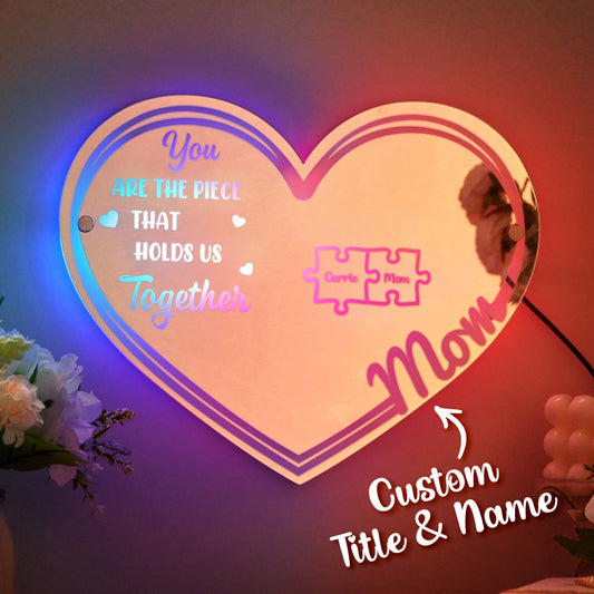 Specchio personalizzato luminoso idea regalo mamma pezzi puzzle