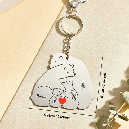 Portachiavi Personalizzato "Famiglia Orso" – Incisione Papa & Mama Bear – Regalo Unico per Genitori e Nonni