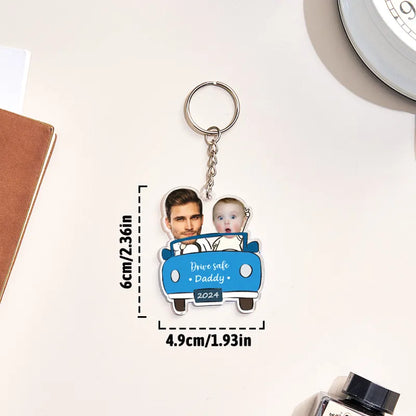 Portachiavi Personalizzato "Guida con Prudenza" - Portachiavi a Forma di Auto Personalizzato - Regalo per Papà