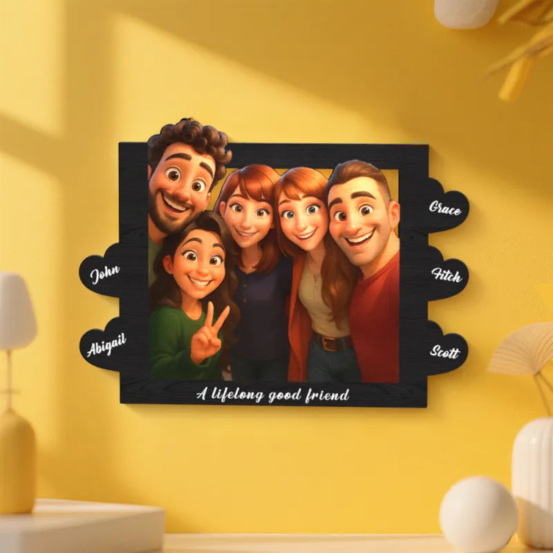 Cornice Personalizzata in Stile Cartoon con Foto e Nomi idea regalo lui lei mamma papà anniversario nonni nozze