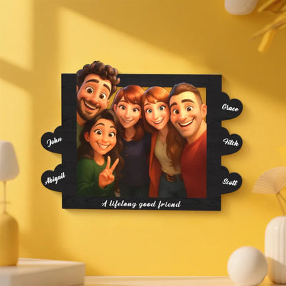 Cornice Personalizzata in Stile Cartoon con Foto e Nomi idea regalo lui lei mamma papà anniversario nonni nozze