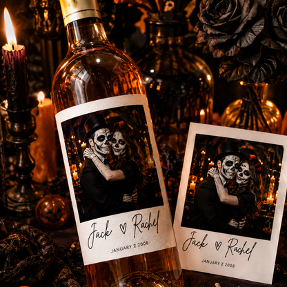 Etichette Vino Halloween Personalizzate Foto e Testo Adesivi Bottiglia