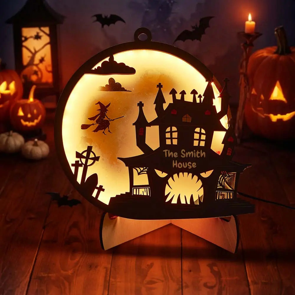 Luce Notte Halloween Personalizzata con Nome Cognome Famiglia Lampada LED Decorazione