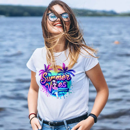 T-shirt Personalizzata Cartoon Summer Vibes con Nome
