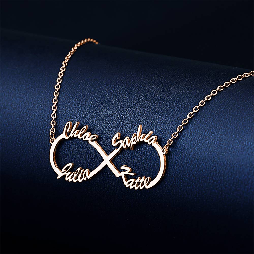 Collana Infinito 4 Nomi Argento S925 Famiglia Personalizzato idea mamma