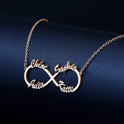 Collana Infinito 4 Nomi Argento S925 Famiglia Personalizzato idea mamma