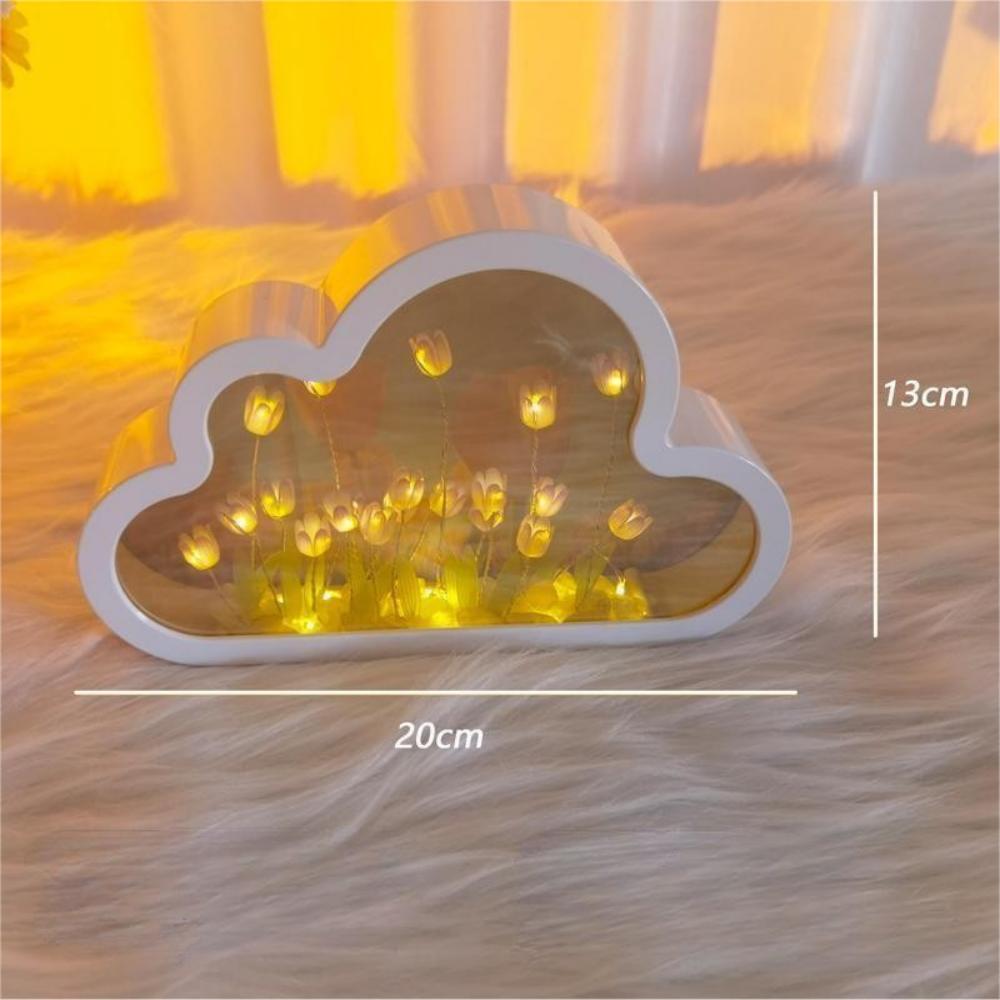 Lampada Nuvola Tulipani Specchio 2-in-1 Luce Notturna DIY Camera