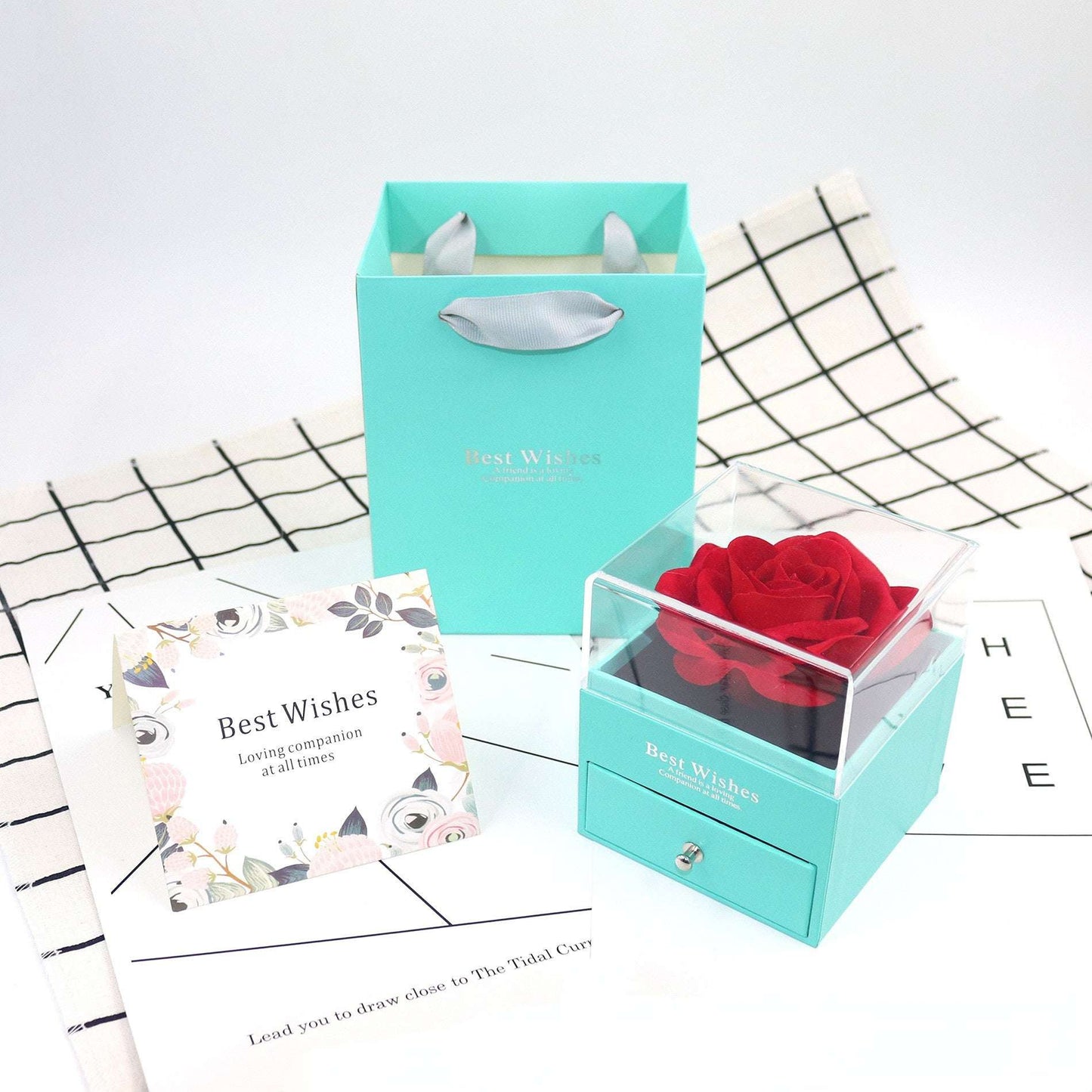 Set Confezione Regalo Rosa con Biglietto e Shopper Jewelry Box Elegante mamma donna