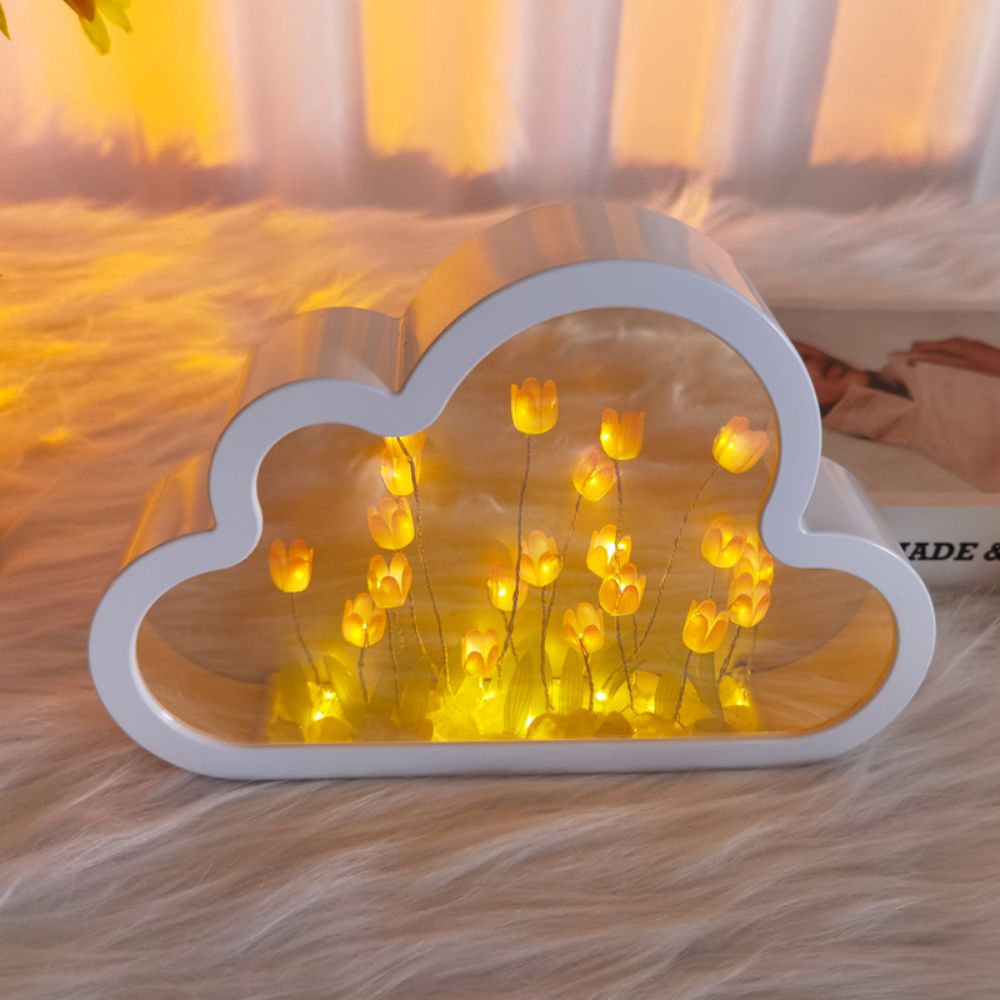 Lampada Nuvola Tulipani Specchio 2-in-1 Luce Notturna DIY Camera