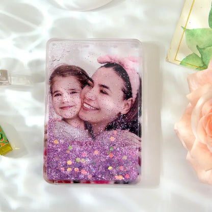 Calamita da Frigo Personalizzata con Foto | Con Brillantini Effetto Sabbie Mobili papà