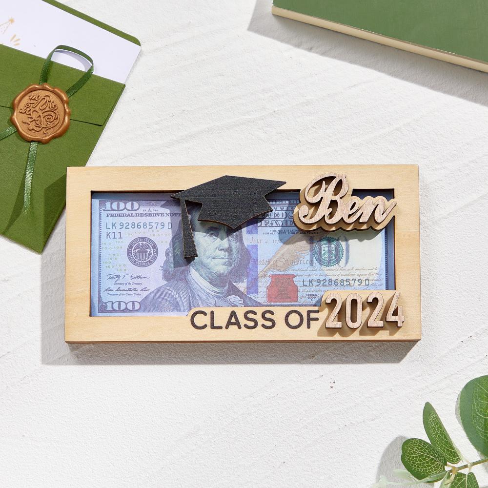 Porta Banconote Legno Personalizzato Laurea Regalo con Incisione Nome