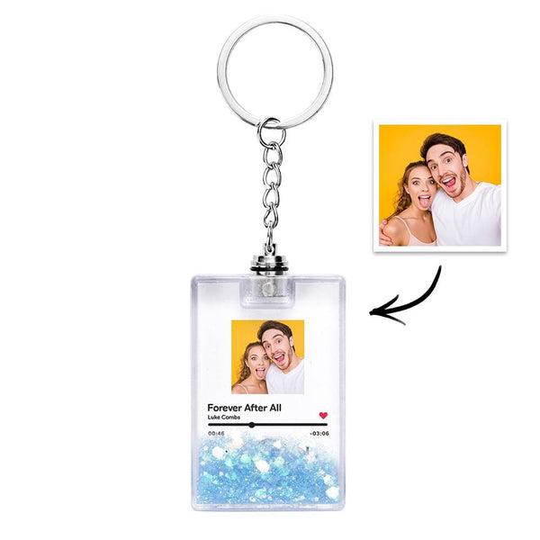 Portachiavi Luminoso Personalizzato con Foto e Codice Musicale – brillantini Colorate e Design Scansionabile papà