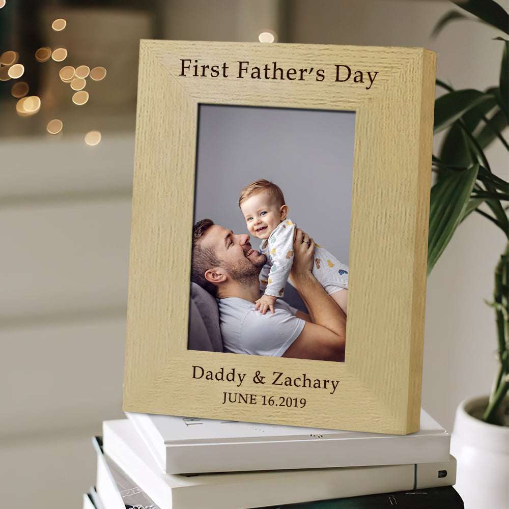 Cornice in Legno Personalizzata "Prima Festa del Papà" – Regalo Unico per Neo-Papà