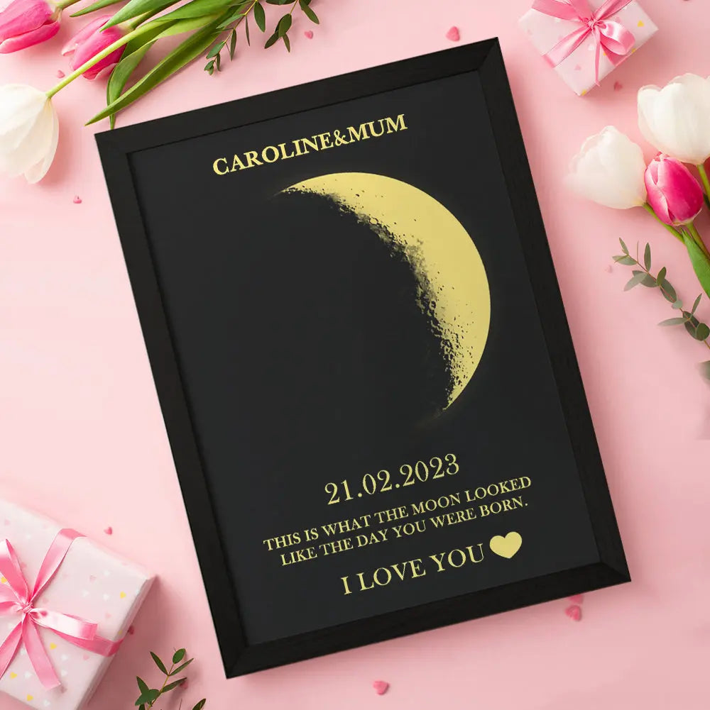 Cornice Fase Lunare Personalizzata con Nomi Regalo Coppia Lei Lui San Valentino Amore Natale Anniversario Compleanno