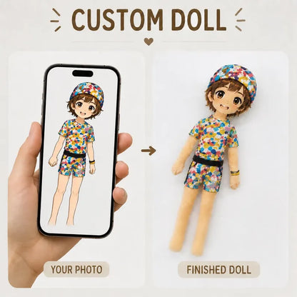 Bambola Mini Me Personalizzata con Foto Corpo Intero Idea Regalo Snodabile Natale San Valentino Compleanno Anniversario Mamma Papà