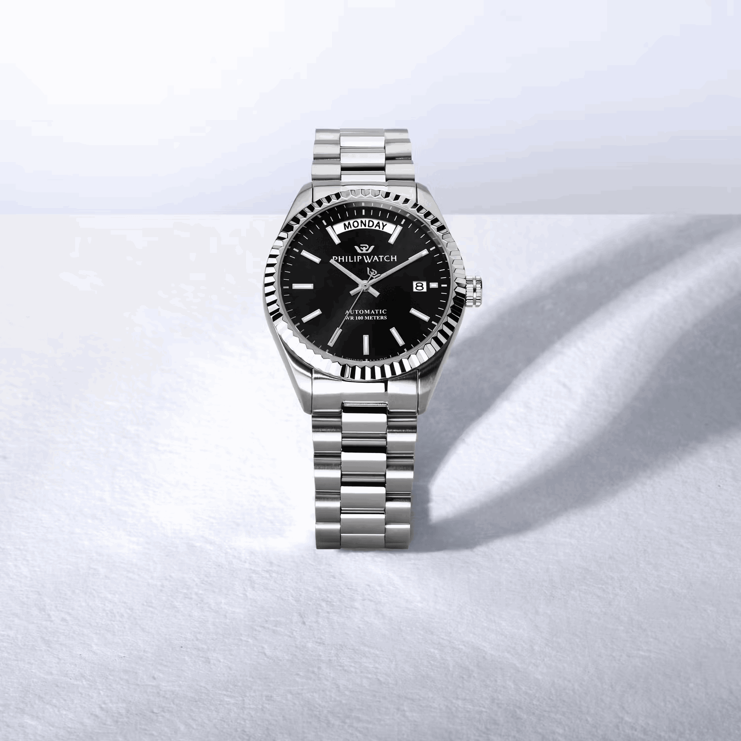 Philip Watch Caribe R8223597108 – Automatico Swiss Made Day-Date Nero 39mm Uomo