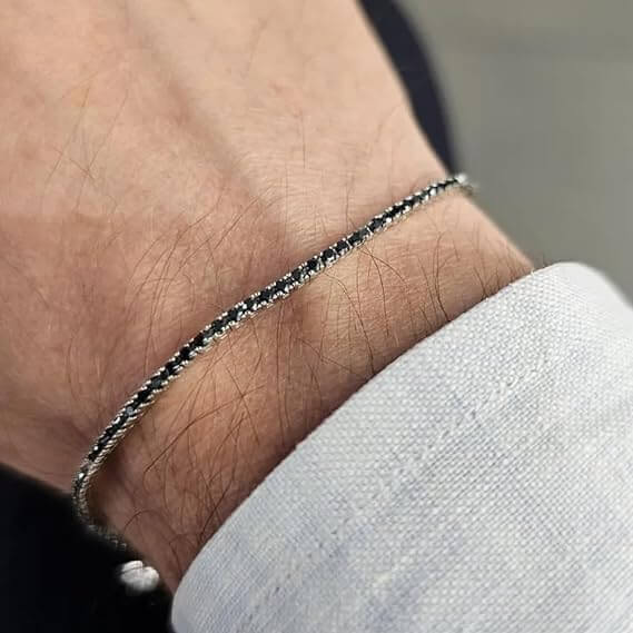 Bracciale Tennis Nero in Argento Sterling 925 - Caro Fratello