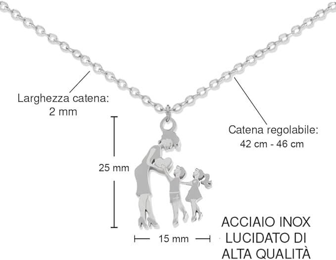 Collana Mamma e Figli - Acciaio Inox Lucidato di Altissima Qualità