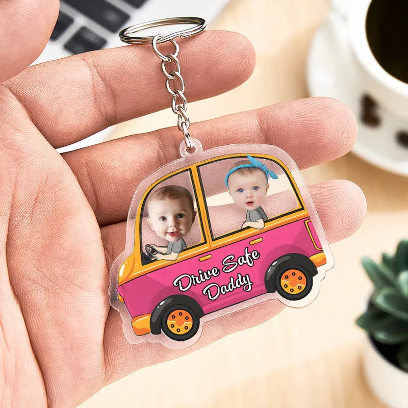 Portachiavi Personalizzato "Guida con Prudenza" - Portachiavi a Forma di Auto Personalizzato - Regalo per Papà