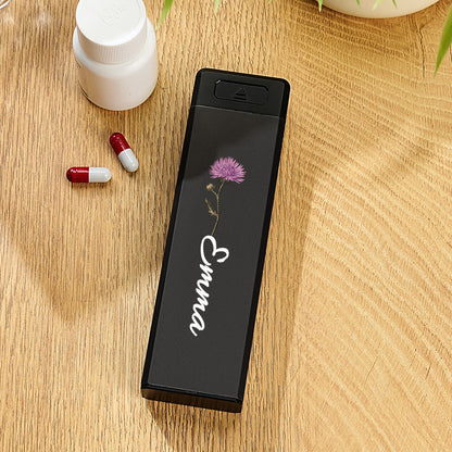 Organizer Pillole Settimanale Personalizzato Nome e Fiore Nascita idea regalo mamma nonni papà