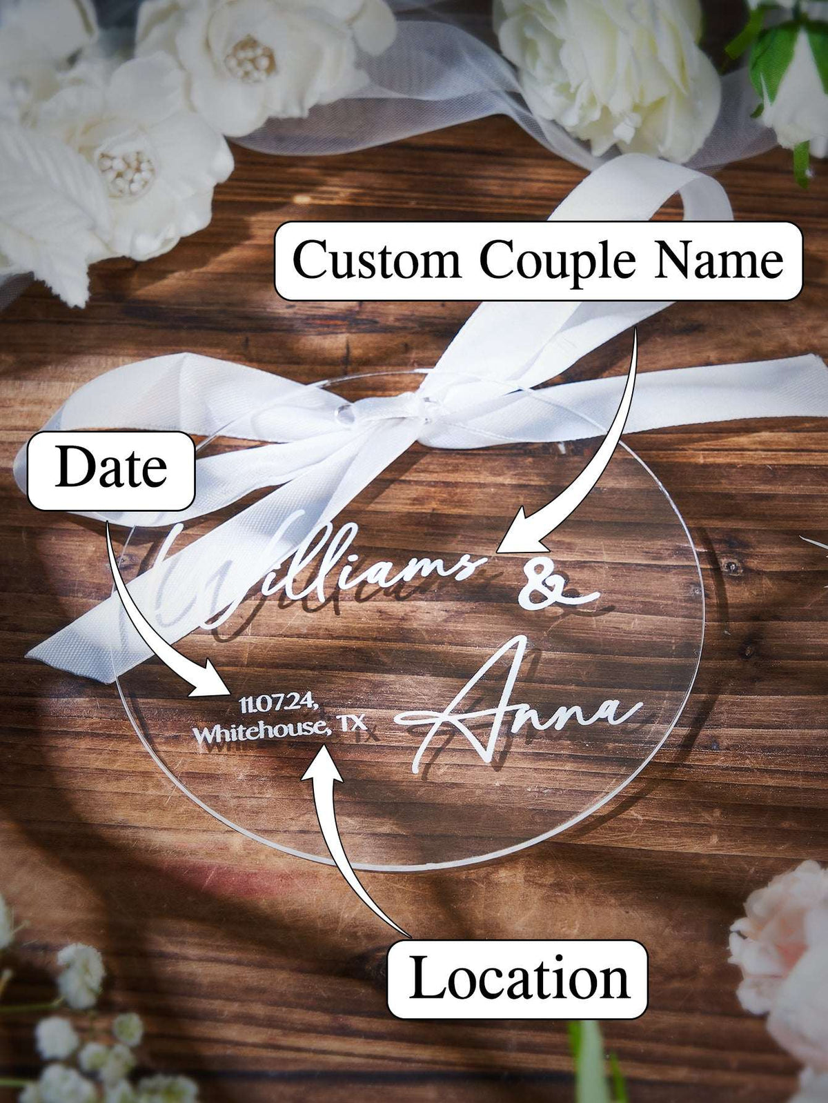 Porta Fedi Anelli Personalizzato in Acrilico Nozze Regalo Matrimonio Nomi
